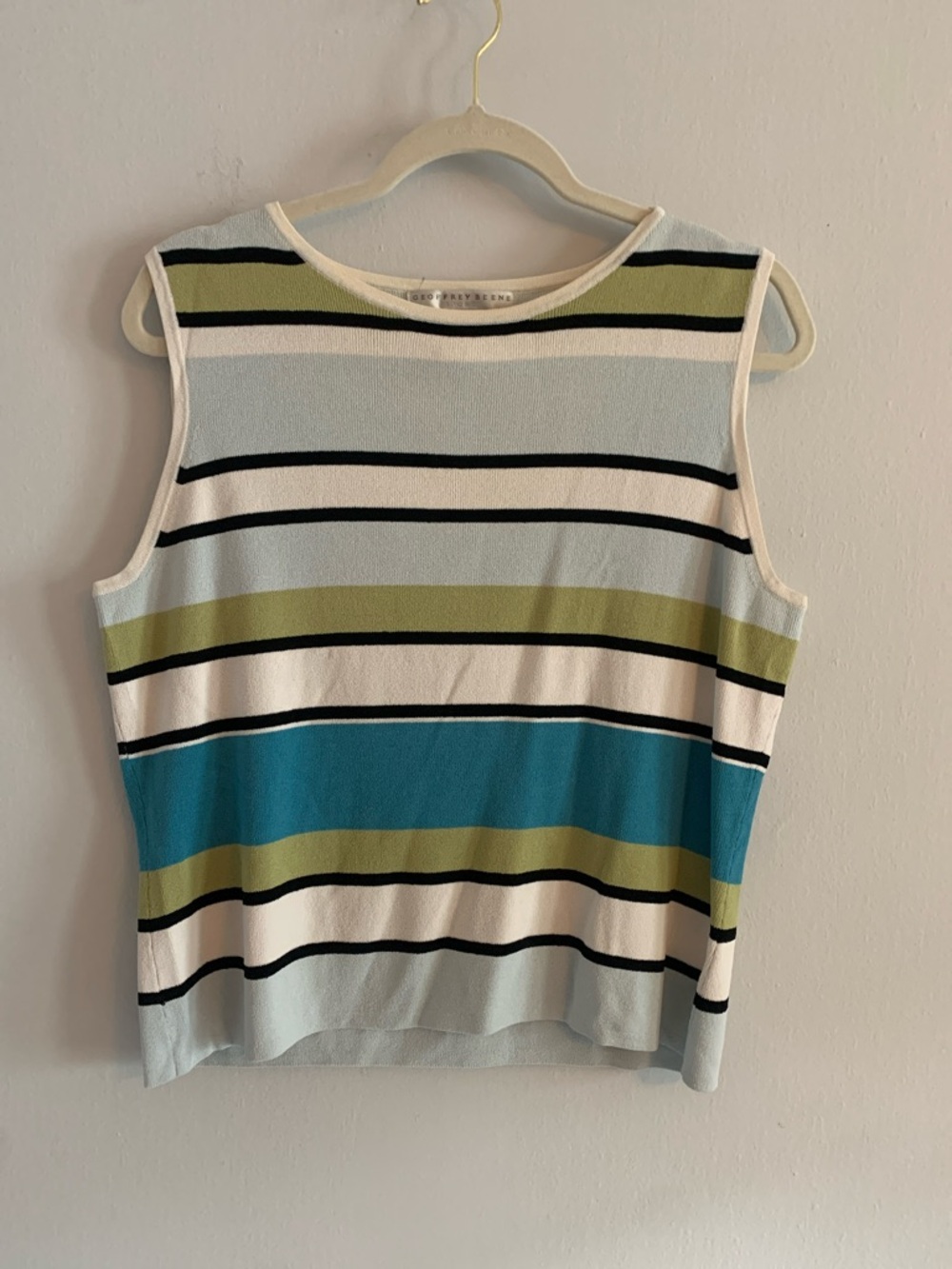 GEOFFREY BEENE Sleeveless Striped Cotton-Blend Tank Top/Vest - Multi Blue